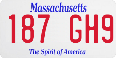 MA license plate 187GH9