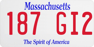 MA license plate 187GI2
