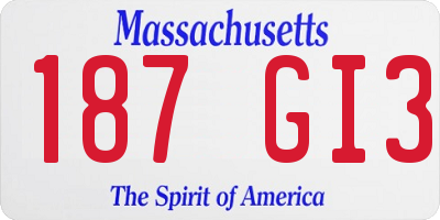 MA license plate 187GI3