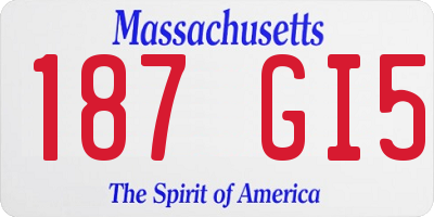 MA license plate 187GI5