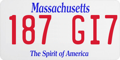 MA license plate 187GI7