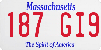 MA license plate 187GI9