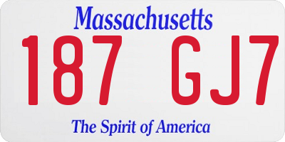 MA license plate 187GJ7