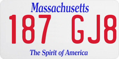 MA license plate 187GJ8