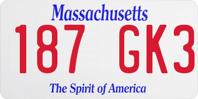 MA license plate 187GK3