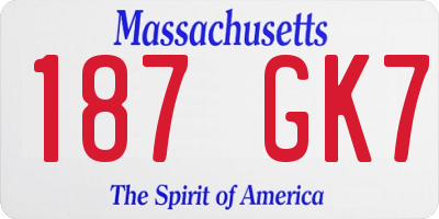 MA license plate 187GK7