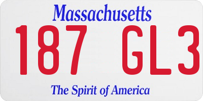 MA license plate 187GL3