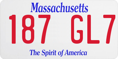 MA license plate 187GL7