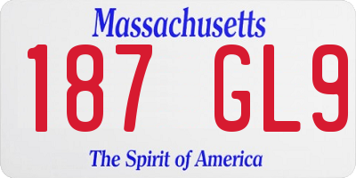 MA license plate 187GL9