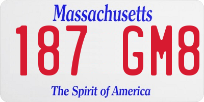 MA license plate 187GM8
