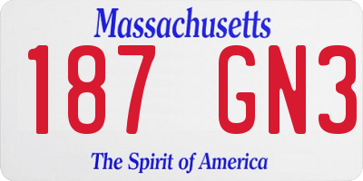 MA license plate 187GN3