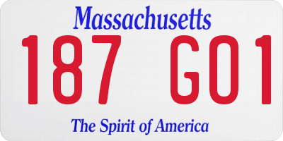 MA license plate 187GO1