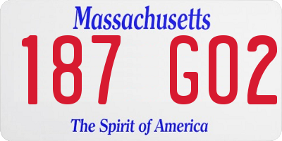 MA license plate 187GO2