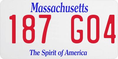 MA license plate 187GO4