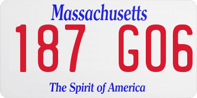 MA license plate 187GO6