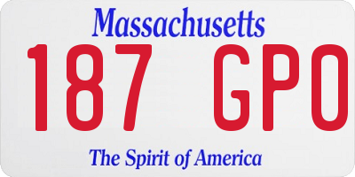 MA license plate 187GP0