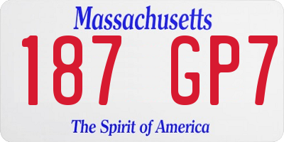 MA license plate 187GP7