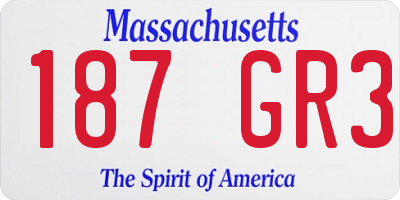 MA license plate 187GR3
