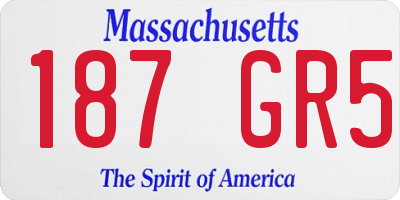MA license plate 187GR5