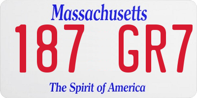 MA license plate 187GR7
