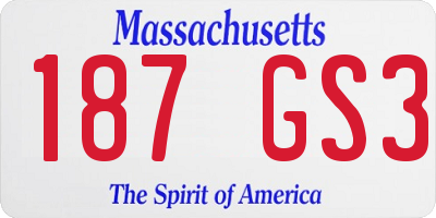 MA license plate 187GS3
