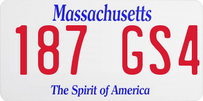 MA license plate 187GS4