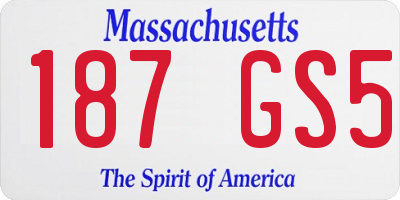 MA license plate 187GS5