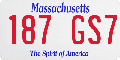 MA license plate 187GS7