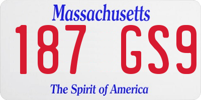 MA license plate 187GS9