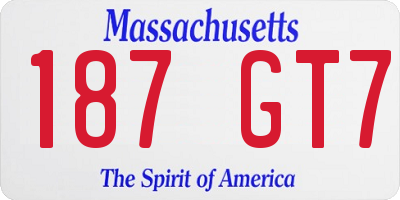MA license plate 187GT7