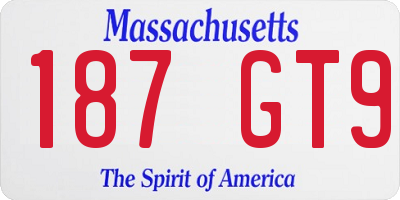 MA license plate 187GT9