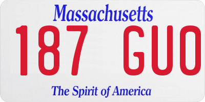 MA license plate 187GU0