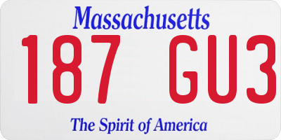 MA license plate 187GU3