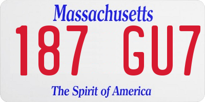 MA license plate 187GU7