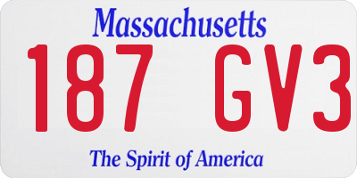 MA license plate 187GV3