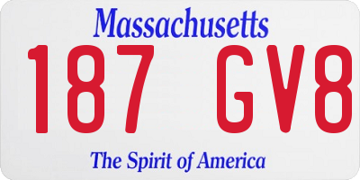 MA license plate 187GV8