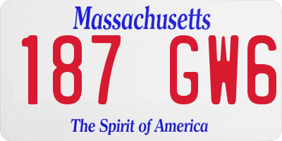 MA license plate 187GW6