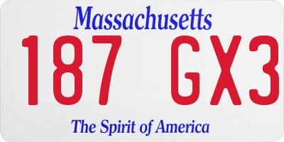 MA license plate 187GX3