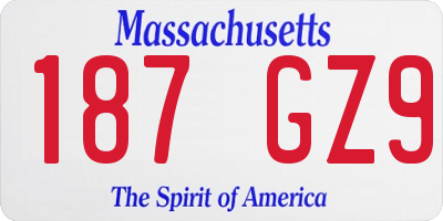 MA license plate 187GZ9