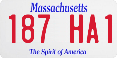 MA license plate 187HA1