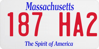 MA license plate 187HA2