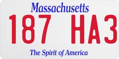MA license plate 187HA3
