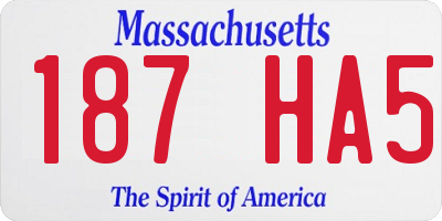 MA license plate 187HA5