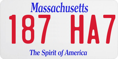 MA license plate 187HA7