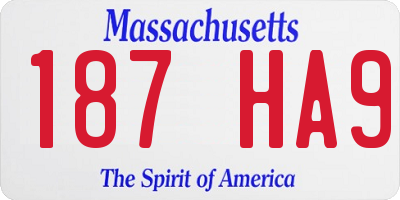 MA license plate 187HA9