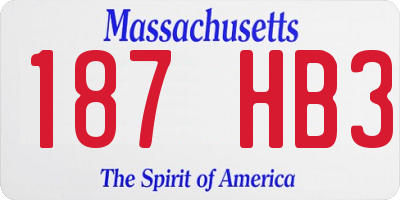 MA license plate 187HB3