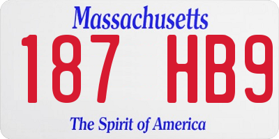 MA license plate 187HB9