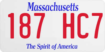 MA license plate 187HC7