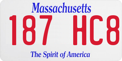MA license plate 187HC8