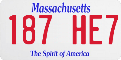 MA license plate 187HE7